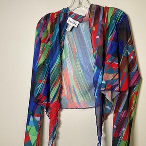 Joseph Ribkoff Womens Multicolor Long Sleeve Cropped Open Front Shrug Size 12